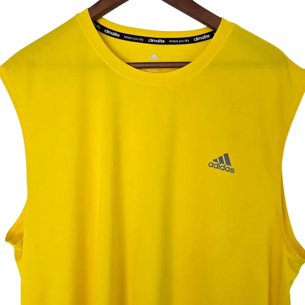 Vintage Y2K Adidas Climalite Bright Yellow Sleeveless Performance Crew Size 2XL